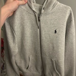 Mens Polo Ralph lauren zip up hoodie Barely worn MEN S, Creamy grey ish white
